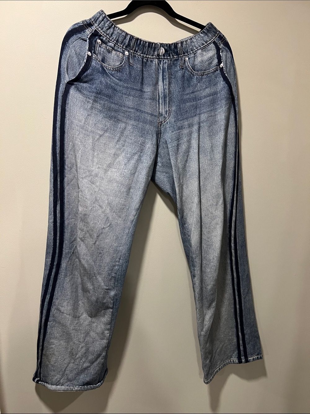Rag & Bone rb Miramar Side Stripe High Waist Wide Leg Cotton Terry Sweat Pants - Picture 5 of 15